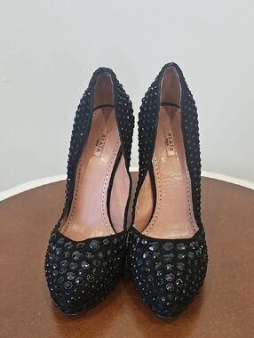 Alaia Black Crystal-Studded Suede Pointed-Toe Pumps